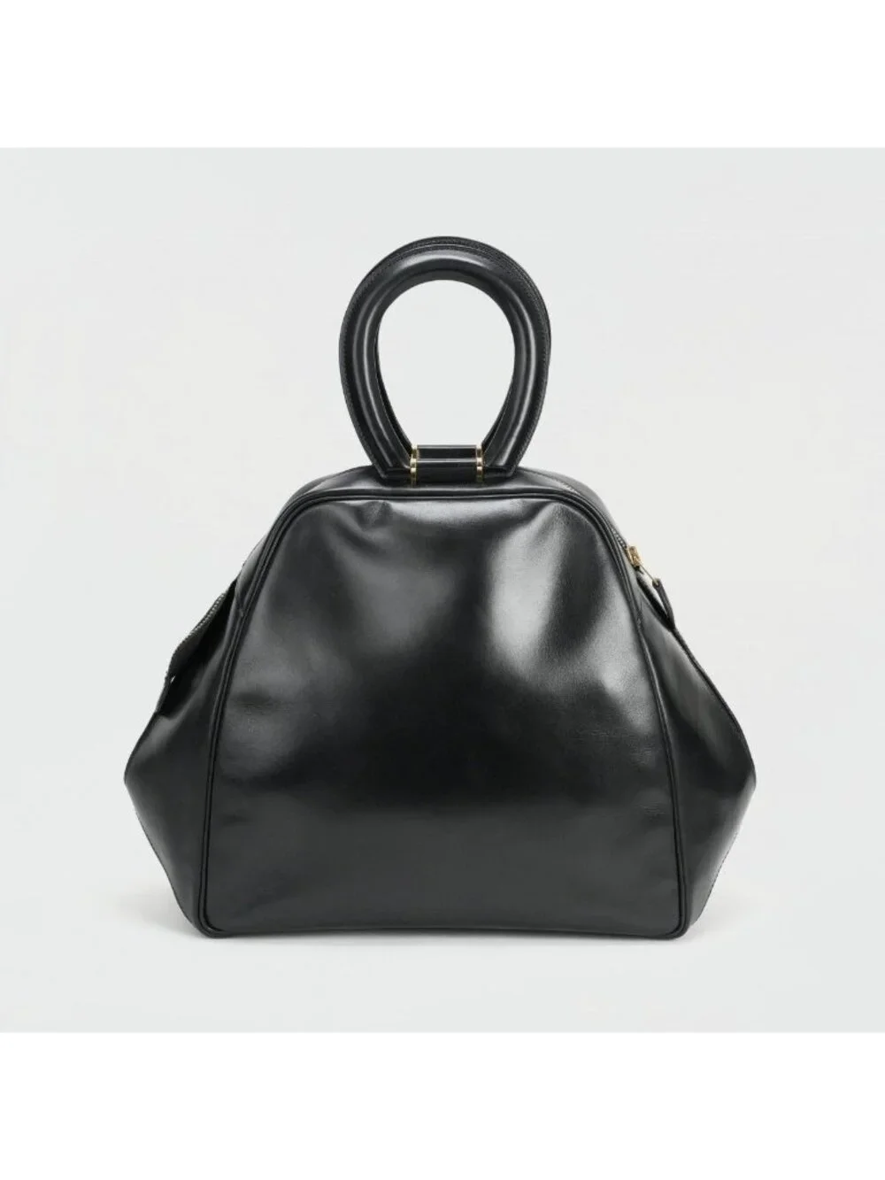 Hermes Tote Box Calf Noir Black Gold Handbag Vintage Antique Out of Print Rare